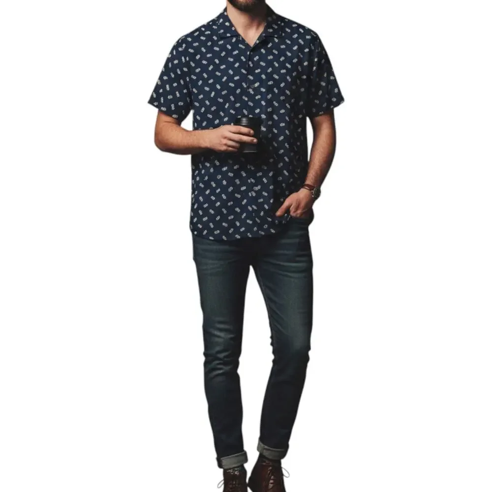 Abercrombie & Fitch Men’s XXL Blue Floral Print Camp Shirt Viscose Soft Hipster - Picture 1 of 8